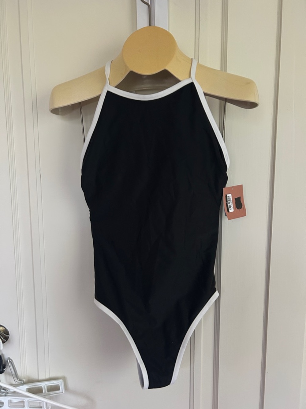 Shade and shore Black One-Piece Swimsuit with White Trim